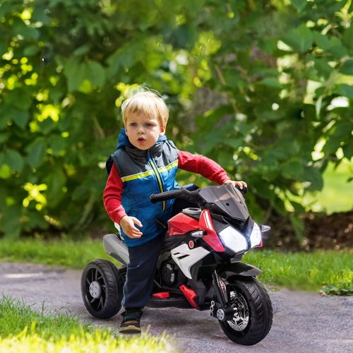 Moto Électrique Enfant 3 Km/h Avec Lumières Et Sons, Rechargeable, Noir/rouge