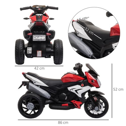 Moto Électrique Enfant 3 Km/h Avec Lumières Et Sons, Rechargeable, Noir/rouge