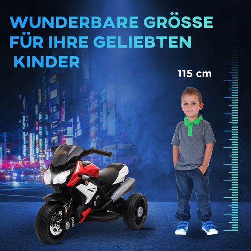 Moto Électrique Enfant 3 Km/h Avec Lumières Et Sons, Rechargeable, Noir/rouge