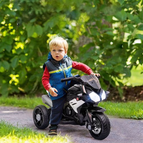Moto Électrique Enfant 3 Km/h Avec Lumières Et Sons, Rechargeable, Noir/blanc