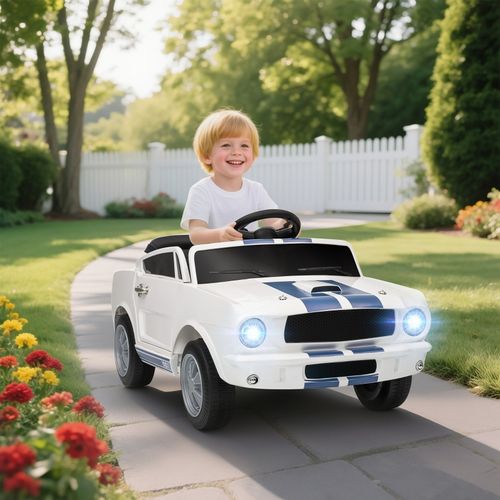 Voiture Électrique Enfant 12v Ford Shelby Gt350 Avec Télécommande Et Musique, Blanche