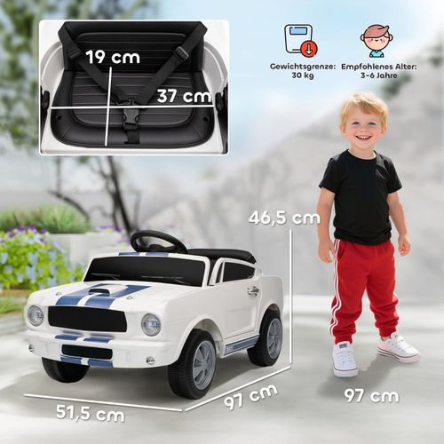 Voiture Électrique Enfant 12v Ford Shelby Gt350 Avec Télécommande Et Musique, Blanche