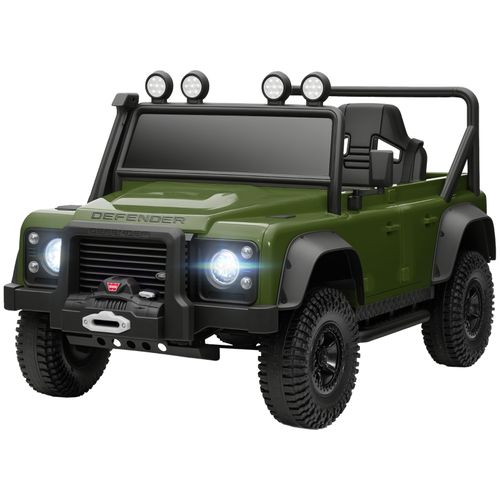 Voiture Électrique Enfant 12v Land Rover Defender Avec Télécommande, LED Et Musique, Verte