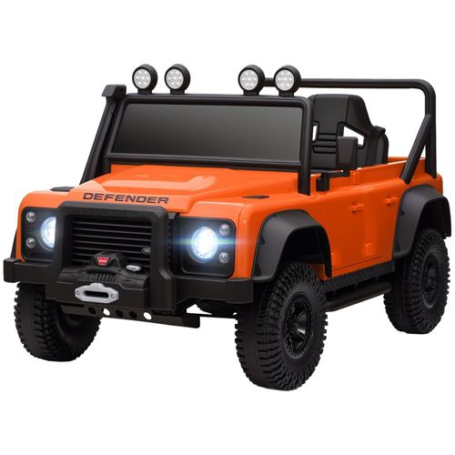 Voiture Électrique Enfant 12v Land Rover Defender Avec Télécommande, LED Et Musique, Orange