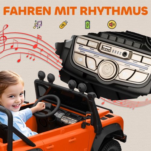 Voiture Électrique Enfant 12v Land Rover Defender Avec Télécommande, LED Et Musique, Orange