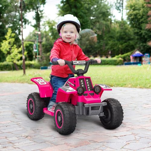 Quad Électrique Enfant 3 Km/h Avec LED Et Marche Avant/arrière, Rose, 18-36 Mois