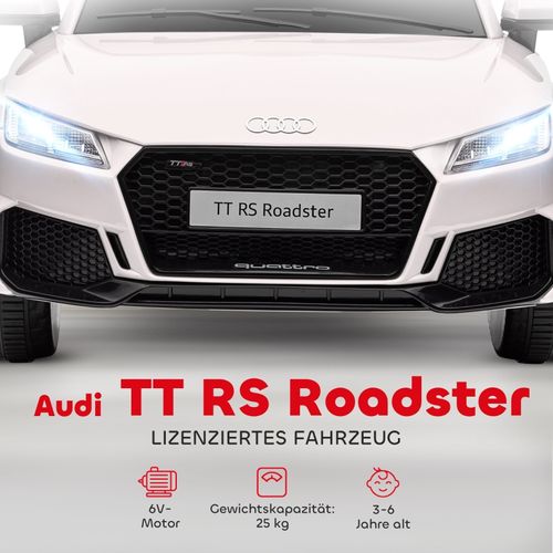 Voiture Électrique Enfant Audi Tt Rs Roadster 3 Km/h Avec Télécommande Et USB, Blanche