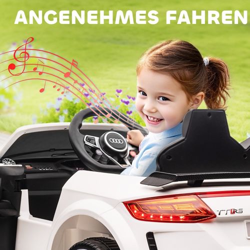 Voiture Électrique Enfant Audi Tt Rs Roadster 3 Km/h Avec Télécommande Et USB, Blanche