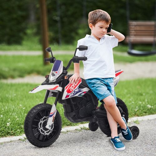 Moto Électrique Enfant 12v Aprilia Avec Stabilisateurs, LED Et Musique, Blanche