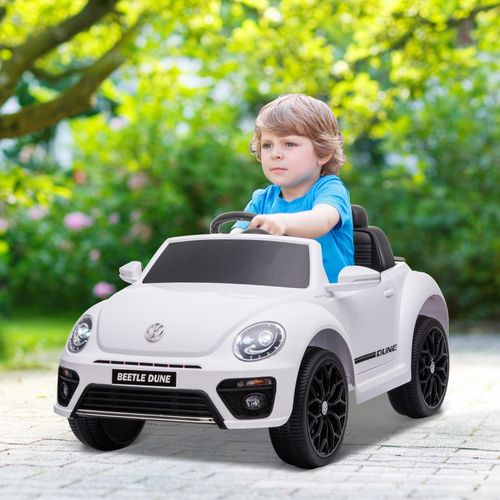 Voiture Électrique Enfant Vw Coccinelle 12v Avec Télécommande Et Musique, Blanche
