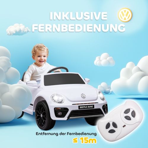 Voiture Électrique Enfant Vw Coccinelle 12v Avec Télécommande Et Musique, Blanche