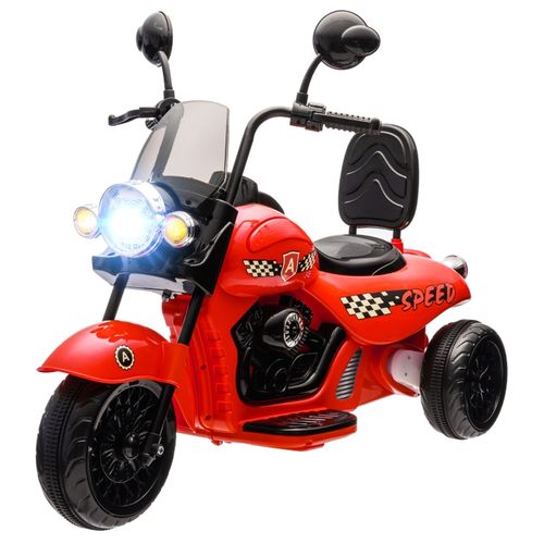 Moto Électrique Enfant 6v Avec Feux Et Musique, 3 Roues, Rouge