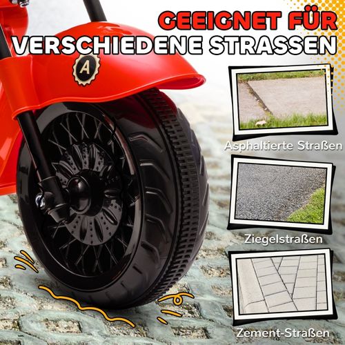 Moto Électrique Enfant 6v Avec Feux Et Musique, 3 Roues, Rouge