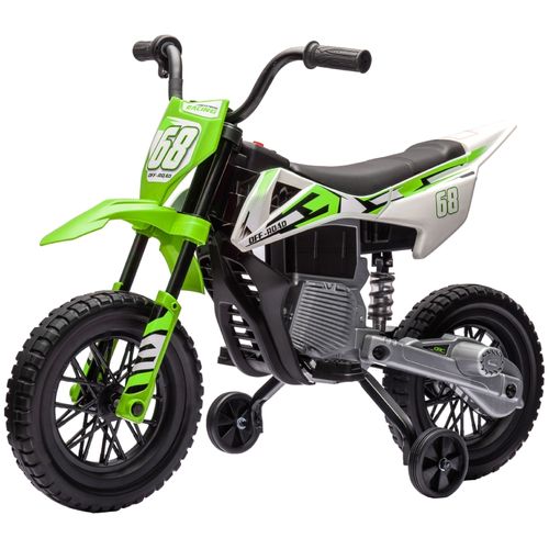 Moto Électrique Enfant 12v Avec Musique, Roues Stabilisatrices, Verte 3-6 Ans