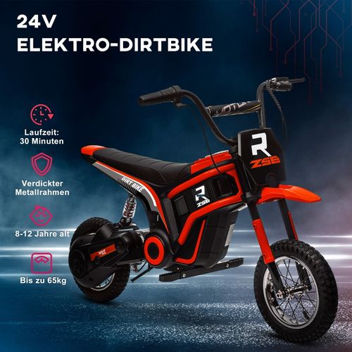 Moto Électrique Enfant 24v Rouge Avec Klaxon, Lumière Et 2 Vitesses 8-16 Km/h