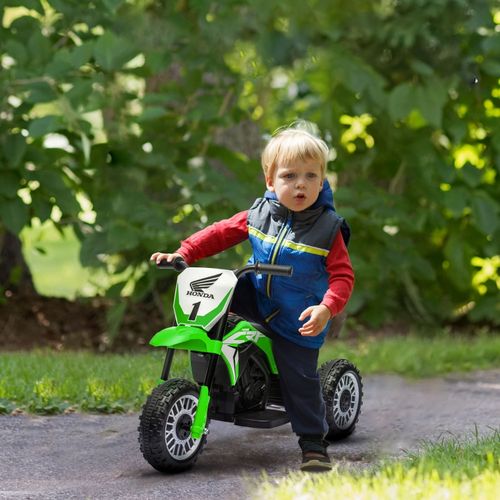 Moto Électrique Enfant Honda Verte 3 Km/h Avec Sons, 18-36 Mois
