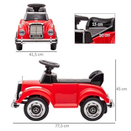 Voiture à Pousser Enfant Mercedes-benz 300 S Rouge Avec Coffre Intégré, 18-48 Mois