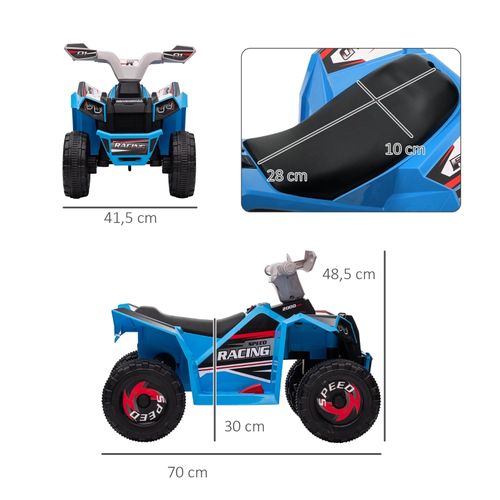 Quad Électrique Enfant 2,5 Km/h Bleu Avec Marche Avant/arrière, 18-36 Mois