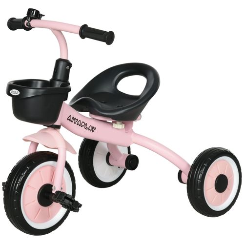 Tricycle Enfant Rose 2-5 Ans Avec Siège Réglable, Sonnette Et Panier