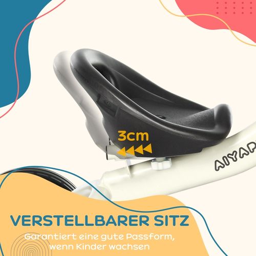 Tricycle Enfant Blanc 2-5 Ans Avec Siège Réglable, Sonnette Et Panier