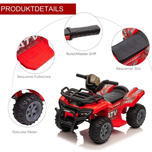 Quad Électrique 6v Pour Enfants 18-36 Mois Avec Musique Et Roues Stables