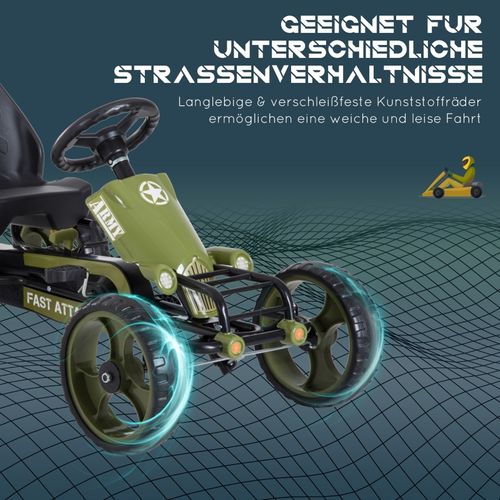 Kart Enfant à Pédales Avec Frein à Main Et Siège Réglable, 3-6 Ans