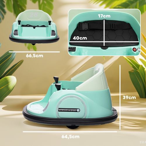 Voiture Tamponneuse Électrique Enfant 12v Verte Avec Musique Et Lumières LED