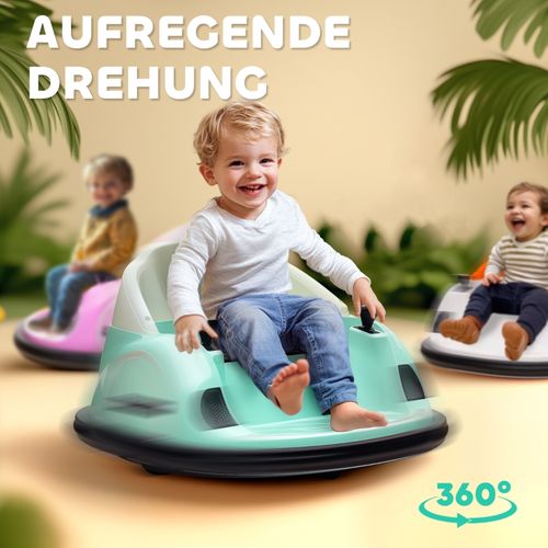 Voiture Tamponneuse Électrique Enfant 12v Verte Avec Musique Et Lumières LED