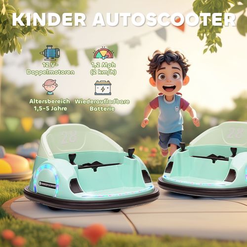 Voiture Tamponneuse Électrique Enfant 12v Verte Avec Musique Et Lumières LED