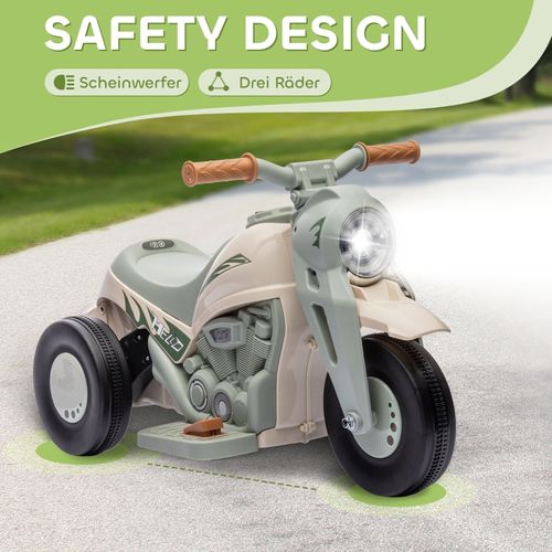 Moto Électrique Enfant 6v Crème Avec Musique, Bulles Et Phare