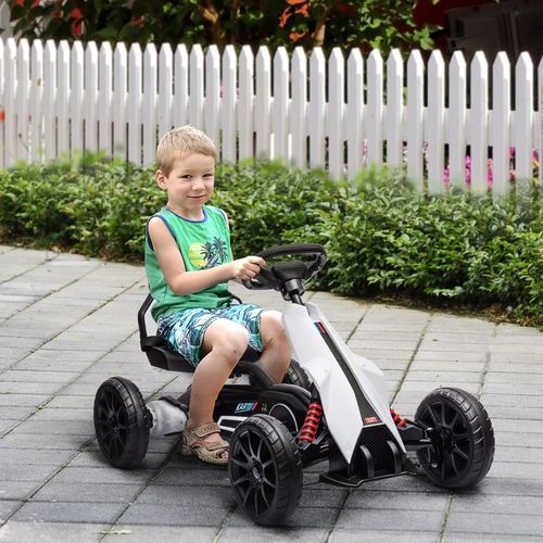 Go-kart Électrique Enfant 12v Blanc Avec Vitesse Réglable Et Harnais De Sécurité