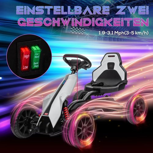 Go-kart Électrique Enfant 12v Blanc Avec Vitesse Réglable Et Harnais De Sécurité