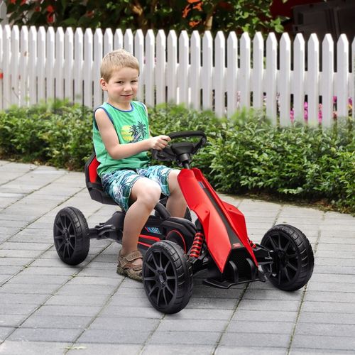 Go-kart Enfant à Pédales Avec Siège Réglable Et Frein à Main Pour 3-8 Ans