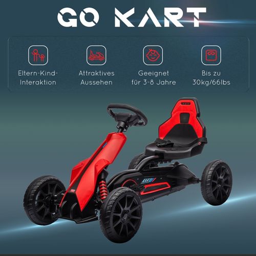 Go-kart Enfant à Pédales Avec Siège Réglable Et Frein à Main Pour 3-8 Ans