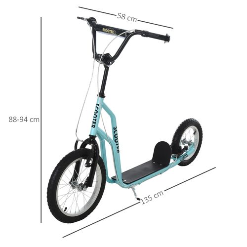 Trottinette Enfant 5+ Ans Avec Roues Gonflables 16/12", Bleu, Ajustable