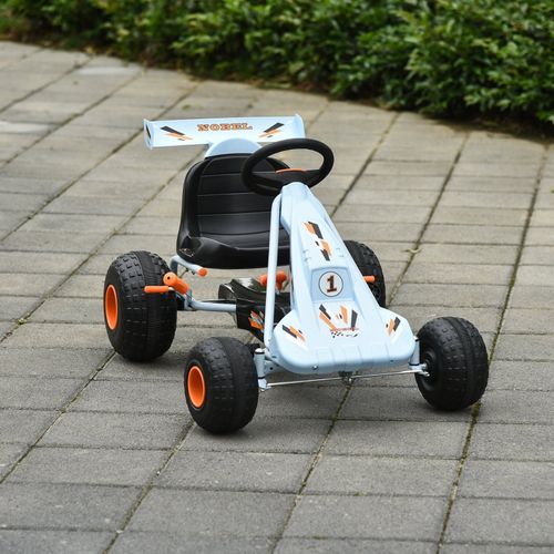 Go-kart à Pédales Enfant 3+ Ans Avec Siège Réglable, Bleu Clair