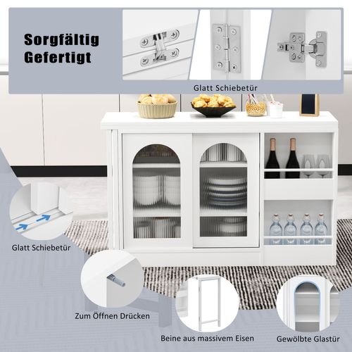 Buffet de Cuisine Bar Moderne Extensible Avec Rotation 360° Et Rangement Intégré, Blanc