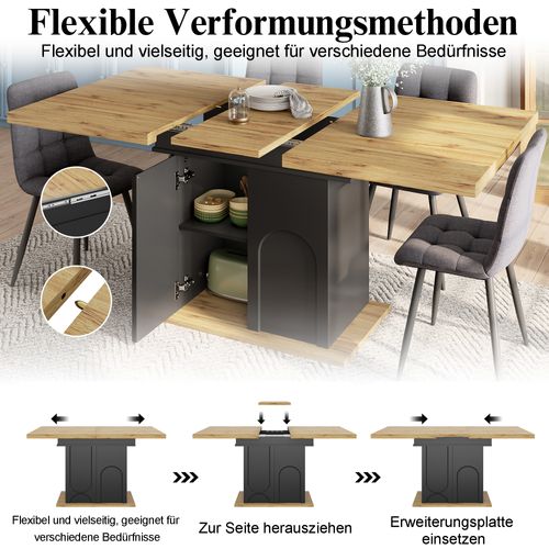 Table Extensible Télescopique 110-140×80 Cm Avec Rangement, Moderne Et Pratique