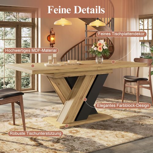 Table Télescopique 119-158,5×80 Cm Bois Avec Pieds En X Et Rangement Intégré