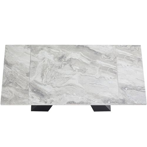 Table Télescopique 99-159×74 Cm Avec Plateau Gris Et Pieds En Colonne