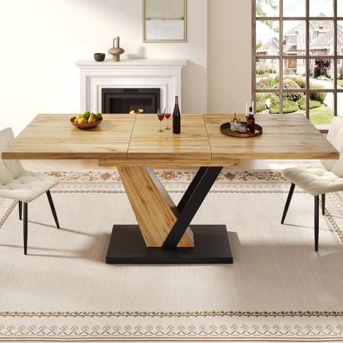 Table à Manger Extensible 120–160×75 Cm Effet Bois Avec Pieds Robustes