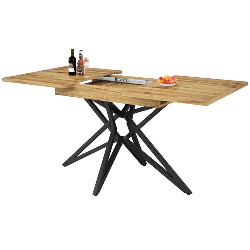 Table Extensible 120–160 Cm Avec Plateau Noyer Et Pied Étoilé Métal Noir