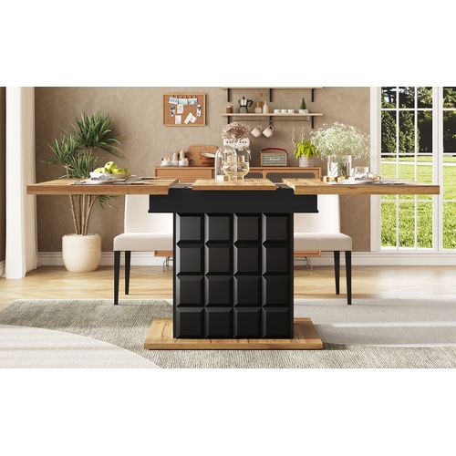 Table Extensible 110–140 Cm Avec Motif à Carreaux Et Rangement Intégré