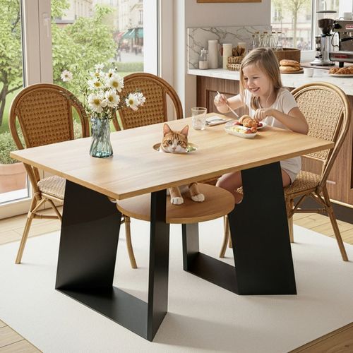 Table à Manger 130×85 Cm Pour 6 Pers. Avec Espace Pour Animaux