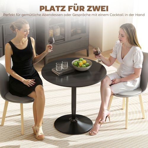 Table Ronde Pour 2 Personnes Ø80 Cm En Mdf Et Acier Noir