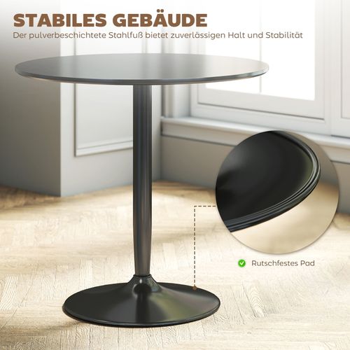 Table Ronde Pour 2 Personnes Ø80 Cm En Mdf Et Acier Noir