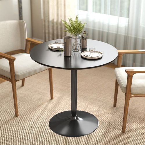Table Ronde Pour 2 Personnes Ø80 Cm En Mdf Et Acier Noir