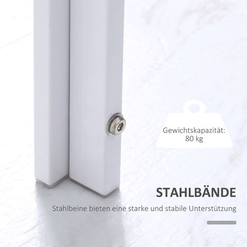 Table à Manger Moderne 120x60 Cm En Verre Trempé Et Métal Blanc