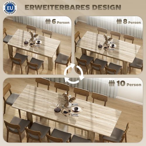 Table à Manger Extensible 180-260 Cm Pour 6-10 Personnes En Bois