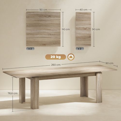 Table à Manger Extensible 180-260 Cm Pour 6-10 Personnes En Bois